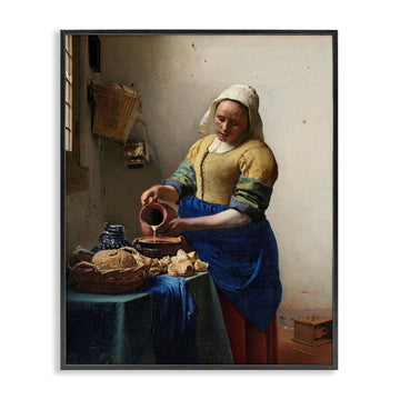 Vermeer Milkmaid Classical Painting, 11 x 14 Inch Framed Giclée Print