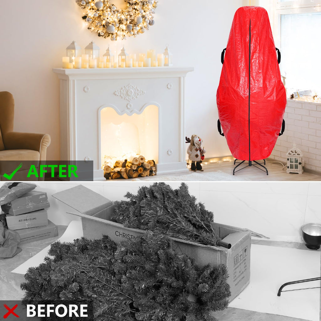 Upright Christmas Tree Storage Bag, 7.5 ft Tear Resistant PE Material Christmas Tree Bag with 4 Reinforced Handles