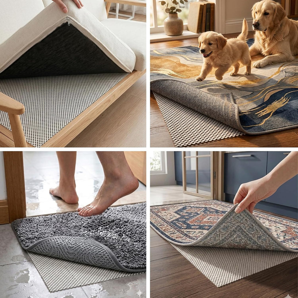 Non-Slip Rug Pad 5x8 Ft - 5'x8' PVC Anti-Slip Carpet Gripper Mat, 5 by 8 Feet Non Slip Pad for Area Rugs, Under Rug - Set of 40