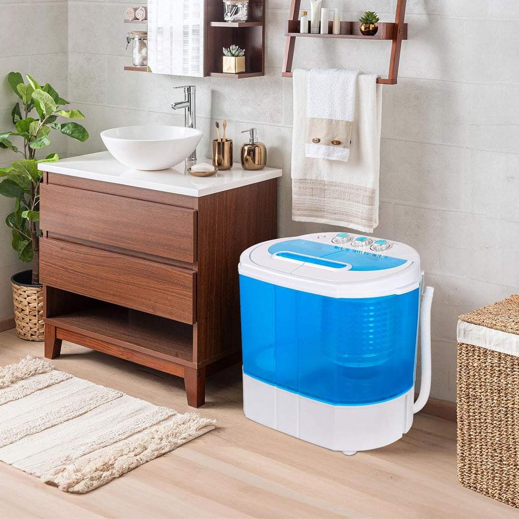 Portable Washer Compact Twin Tub 9.9 LB Mini Top Load Washing Machine Washer/Spinner w/ 6.57 FT Inlet Hose