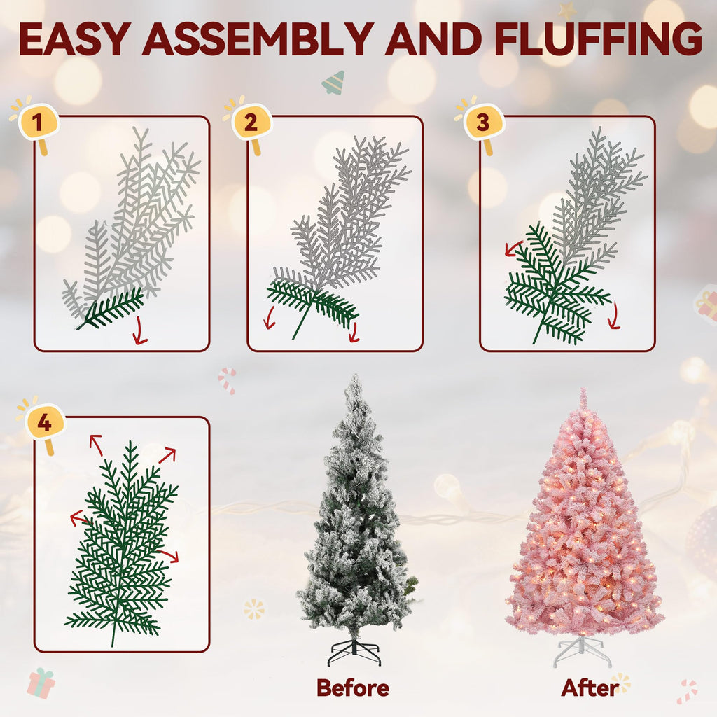6ft Pre-lit Pink Christmas Tree with Warm-White Lights