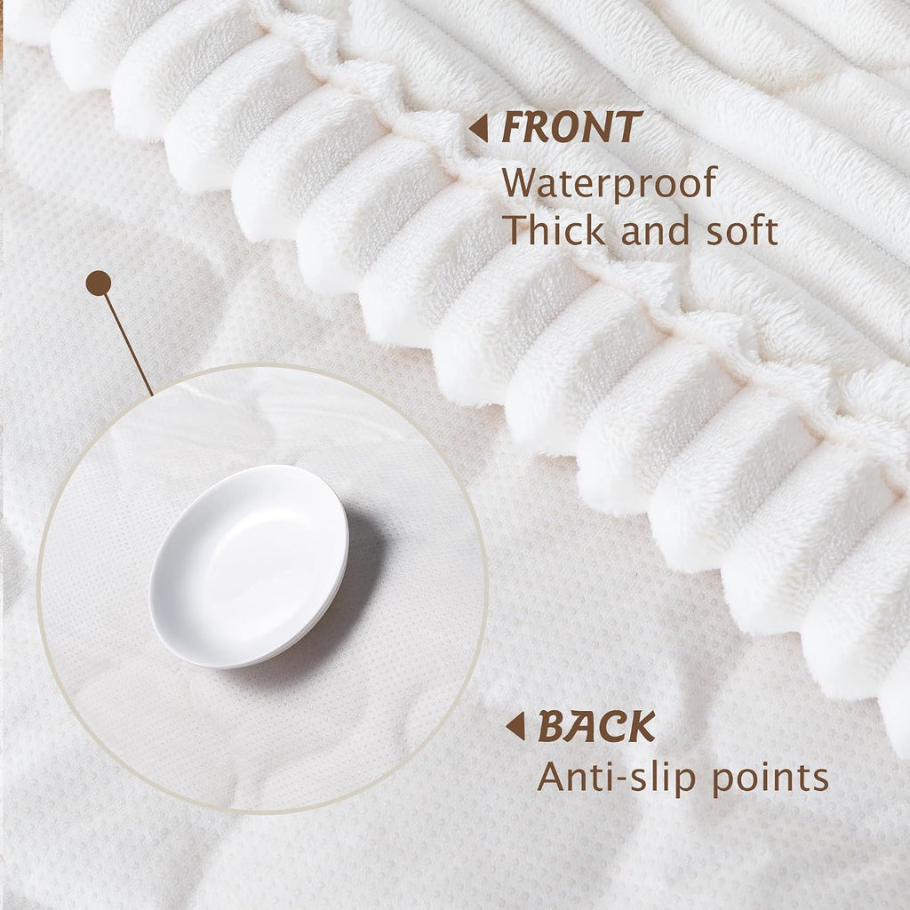 100% Waterproof Fuzzy Couch Cover for Dogs White 27.6"x59"