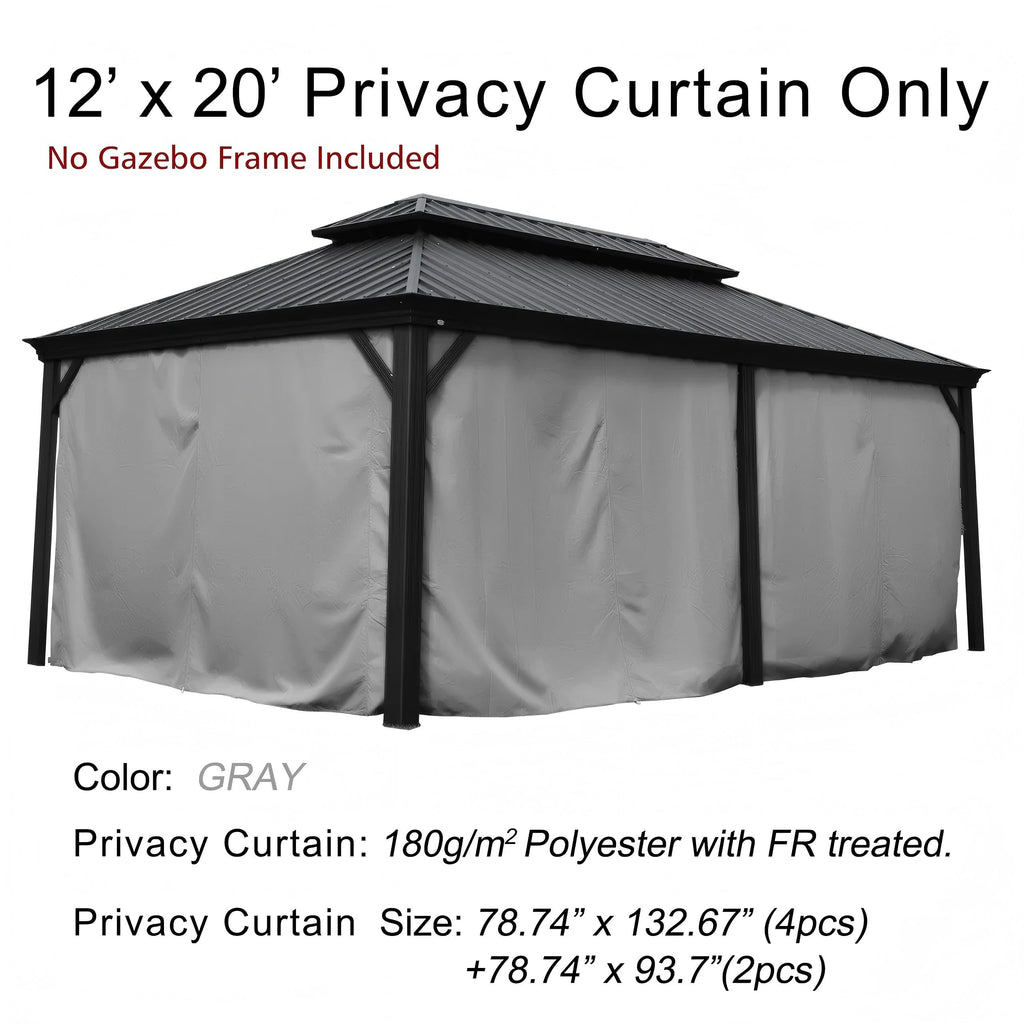 12' x 20' Outdoor Gazebo Privacy Curtain Sidewall