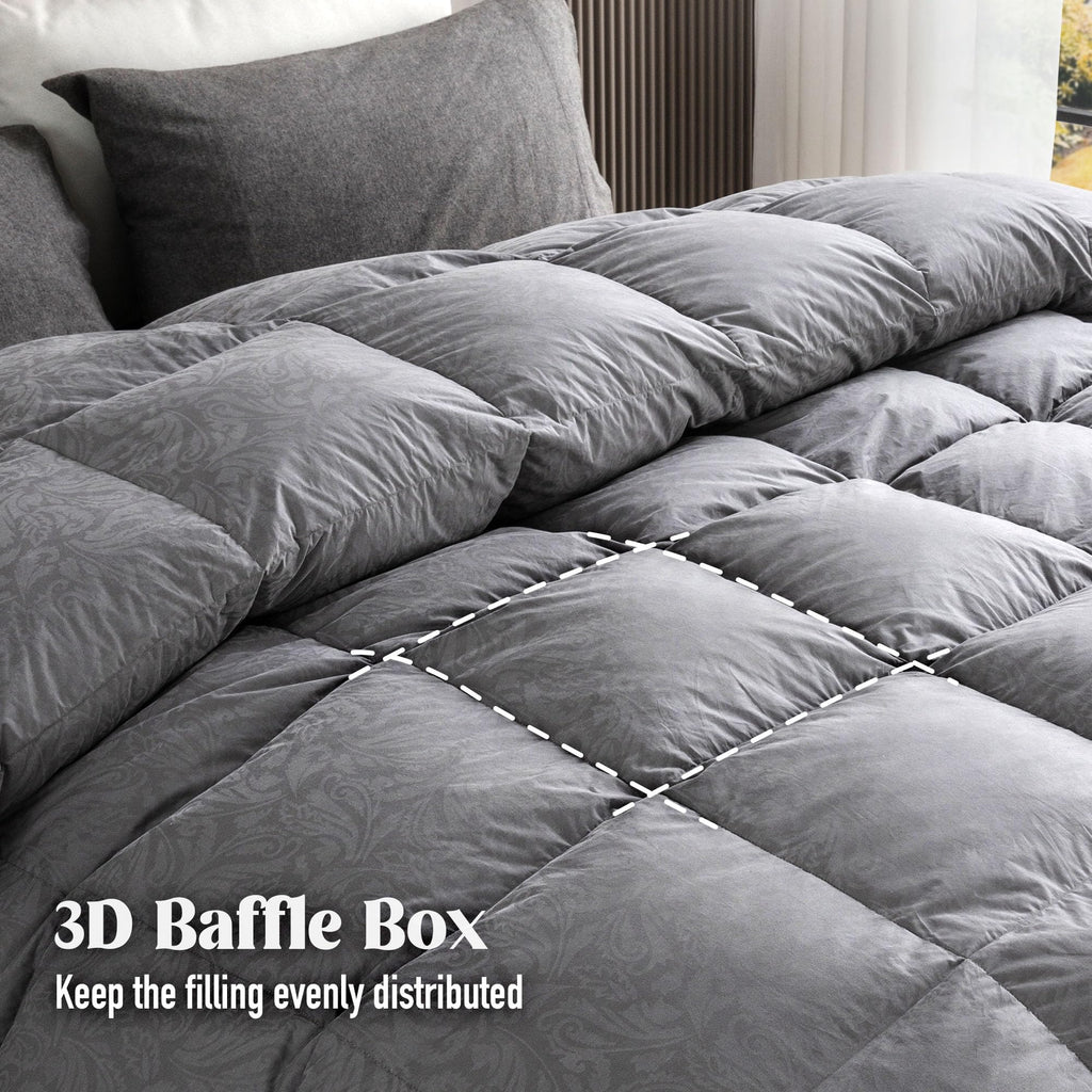 Goose Feather Down Comforter Twin Size All Season Duvet Insert