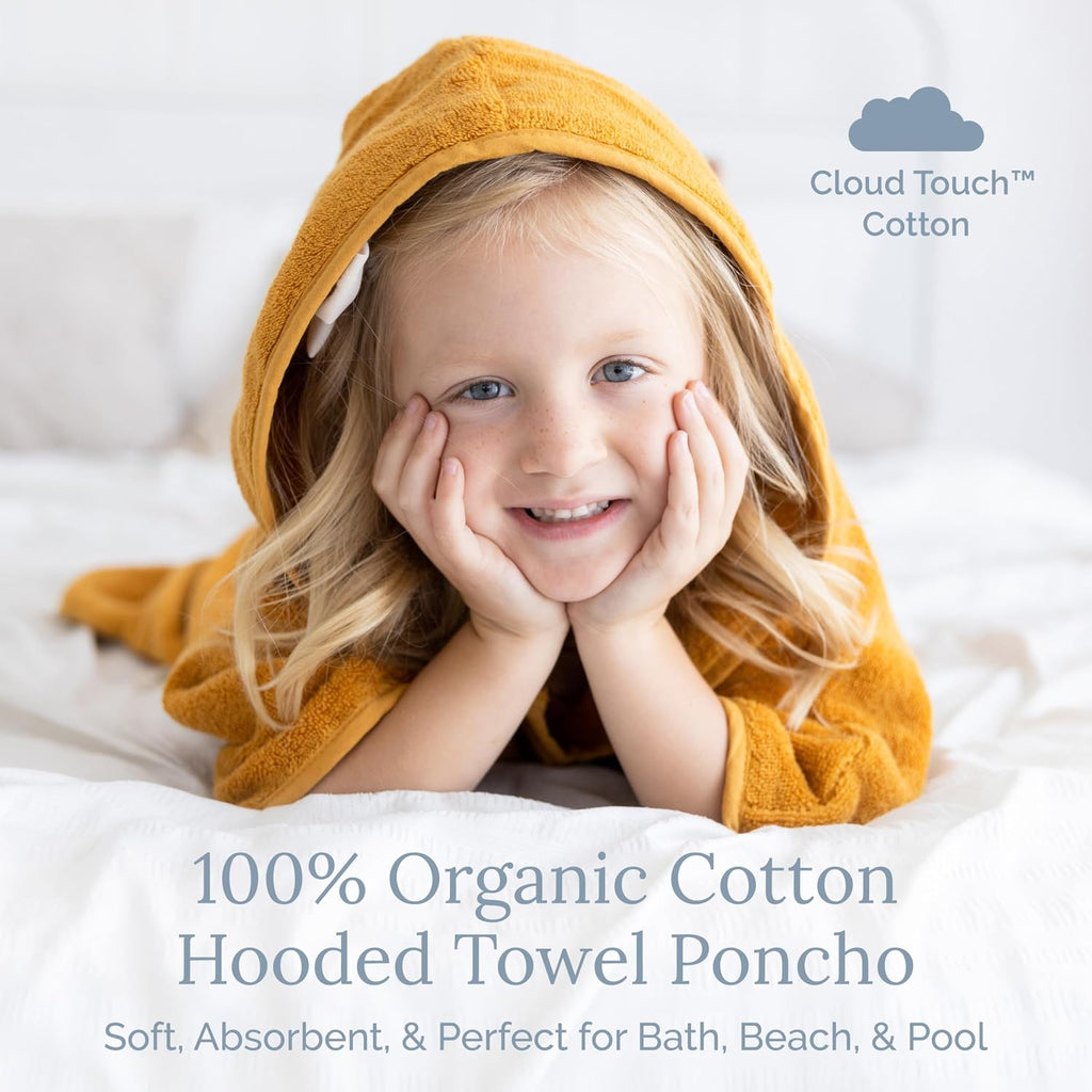 Hooded Towel Poncho - 100% Organic Cotton - Kids & Toddler Beach Towel with Hood - GOTS Certified - Gentle on