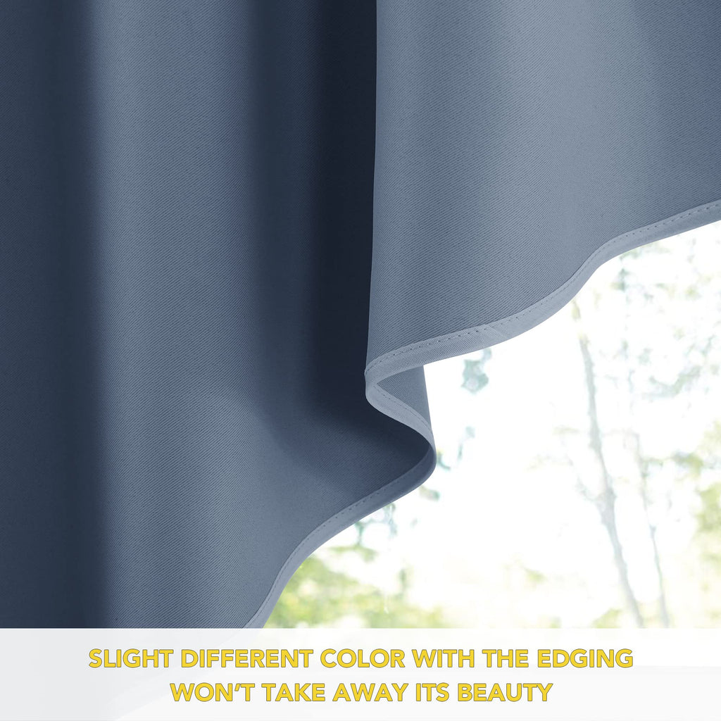 Balckout Swag Curtain Valances, Farmhouse Rod Pocket Energy Saving Small Window Tiers for Thanksgiving, Stone Blue
