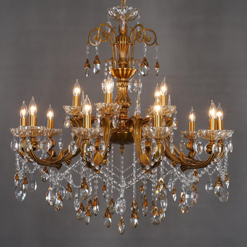 Antique Gold Bronze Crystal Chandeliers Candle Style Hanging Light
