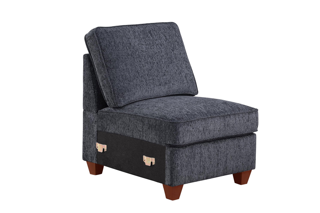 116" L-Shaped Sectional Couch with Movable Ottoman & 6 Throw Pillow, 7 Seat Chenille Upholstered Sectional Sofa W/Wide