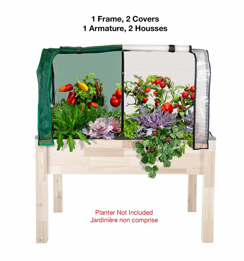 Greenhouse & Bug Cover Combo 22"W x 43"L x 24"H - Includes 1 Frame & 2 Interchangeable Covers. Planter NOT Included