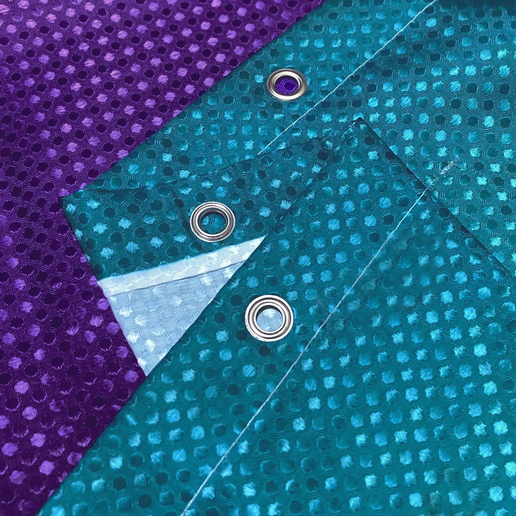 Combination of Purple Shower Curtain and Blue Shower Curtain, Teal Purple Gradient Waffle Fabric Shower Curtain