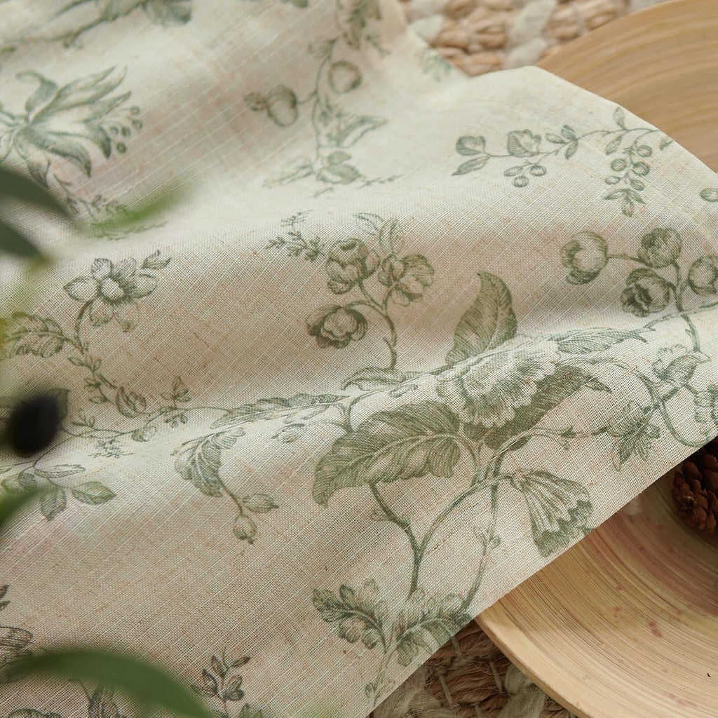 Amlie Floral Linen Valance Curtain Farmhouse Kitchen Valance for Living Room Laundry Light Filtering Double Layer