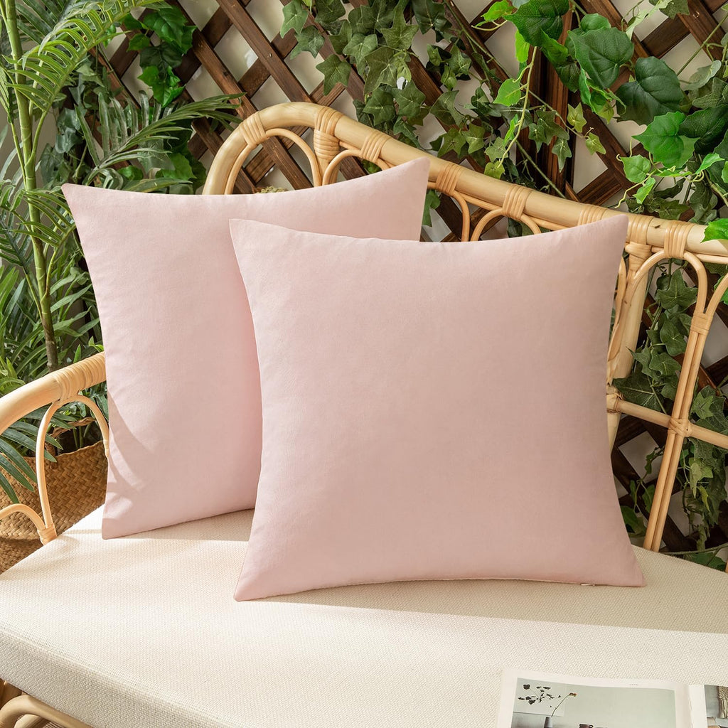 Set of 2 Outdoor Waterproof Throw Pillow Covers Spring Valentine Decorative Farmhouse Linen Pillowcases Solid Cushion