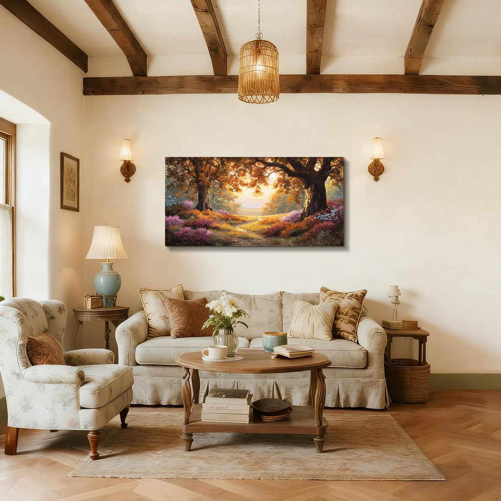 Autumn Forest Wall Decor, Nature Floral Art Prints 24"x48"