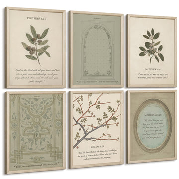 Sage Green Christian Wall Art Posters Vintage Bible Verse Canvas Wall Decor Scripture Botanical Art Prints Religious