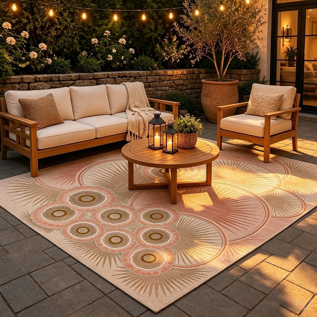 5'x7'Boho Sunburst Medallion Area Rug,Washable Non-Slip