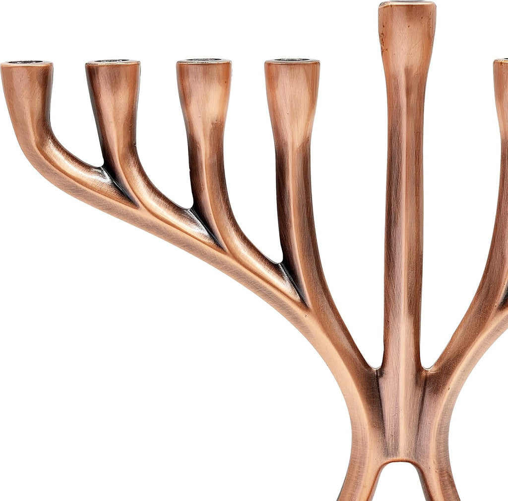 Contemporary Hanukkah , Polished, Non-tarnishing, Holds Most Hanukkah Candles (Copper)