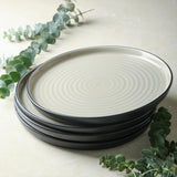 Elica 24-Piece Modern Dinnerware Set Stoneware, Plates and Bowl Sets for 8, Beige and Black