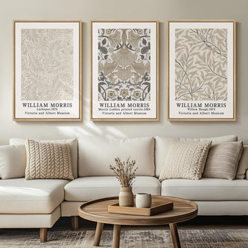 Large Framed Vintage William Morris Wall Art, 24x36 In