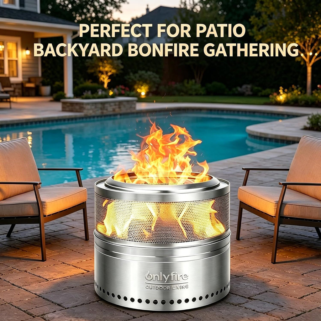 Wood Burning Fire Pit with Carrying Bag, 19.5” Detachable Portable Firepit for Camping Tailgating Patio Backyard