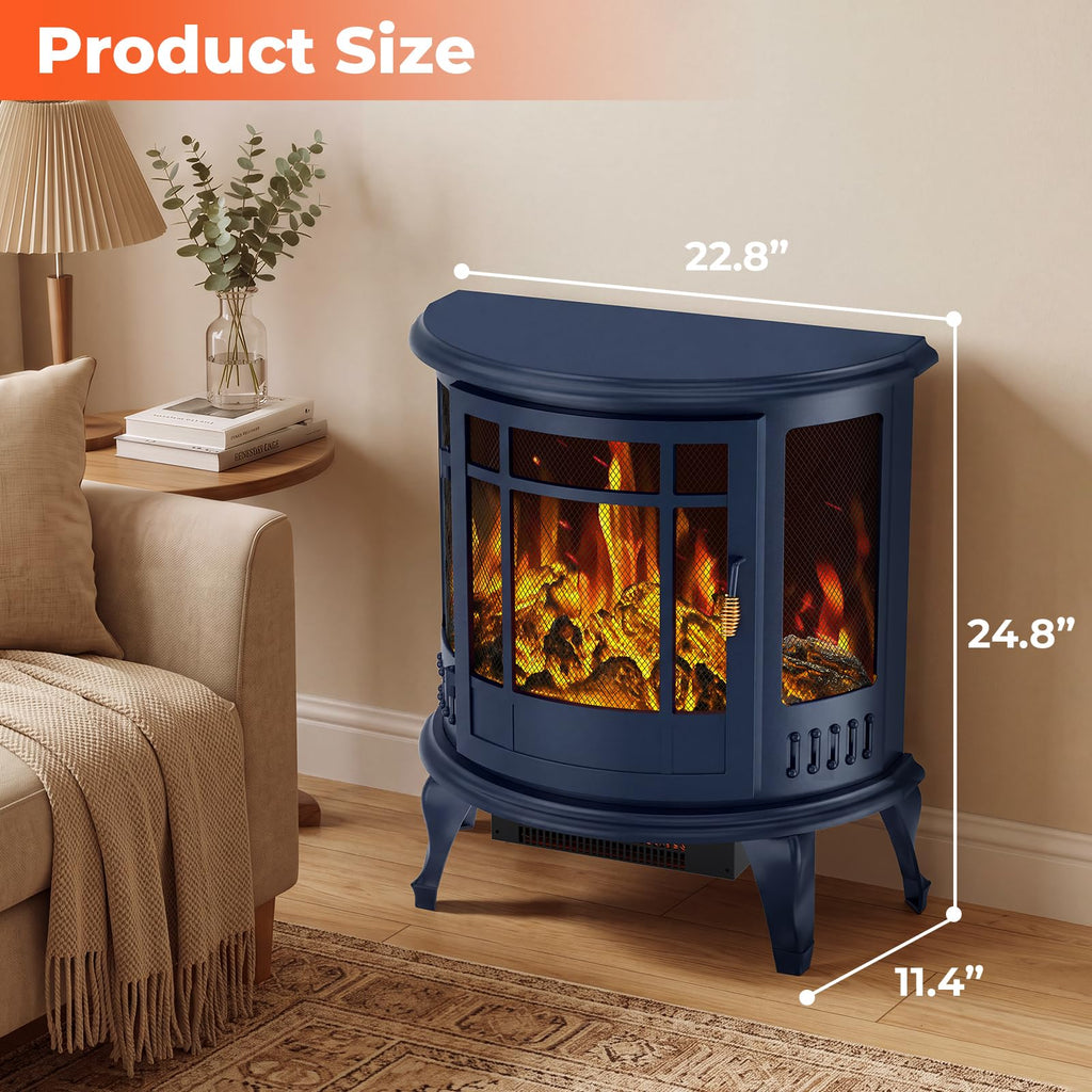 25" Electric Fireplace Heater, 1500W Freestanding Electric Fireplace Stove