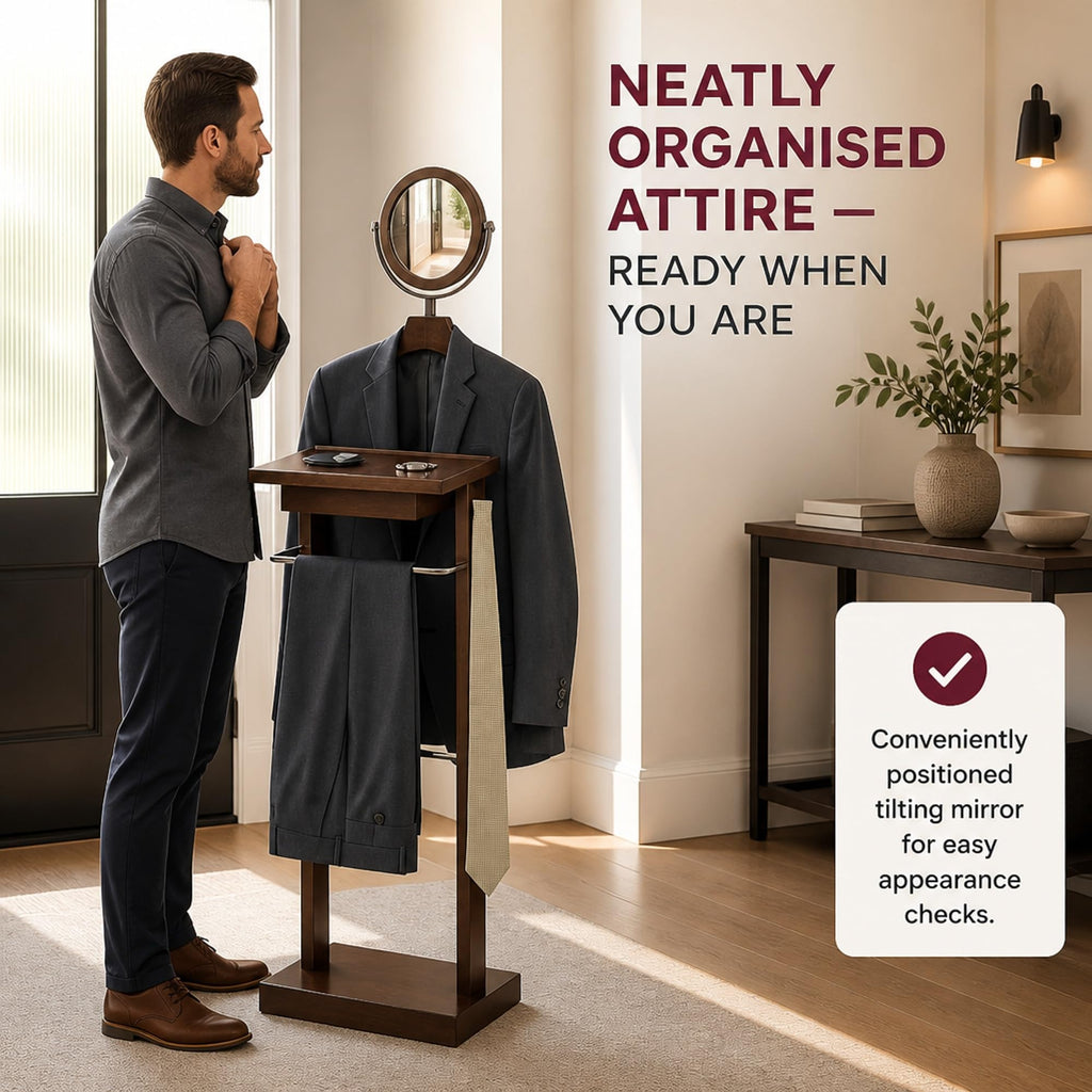 Valet Stand, Matte Grey Clothing Organizer