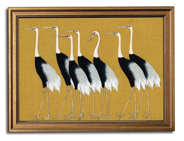 Cranes Vintage Gold Framed Wall Art 16x24 inch