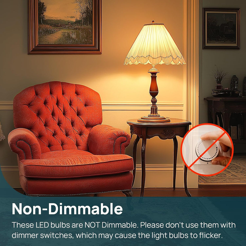 A19 LED Light Bulb, 60W Equivalent, 2700K Soft White Light Bulbs, 800 Lumens 8.5W Non-Dimmable LED Bulbs, E26