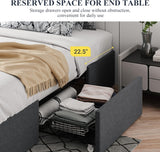 Queen Platform Bed Frame with 3 Storage Drawers, Fabric Upholstered, Wooden Slats Support, No Box Spring Needed