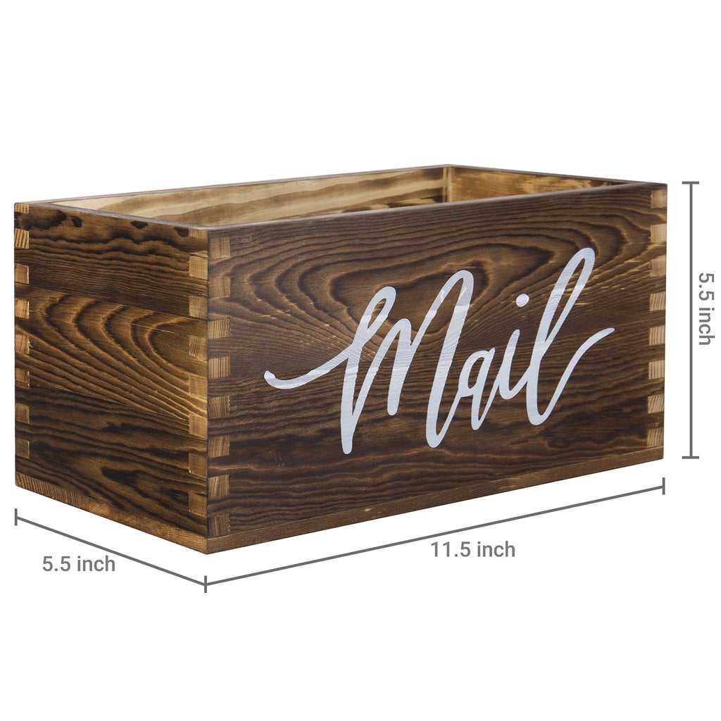 Rustic Brown Wood Mail Holder, Desktop Organizer with MAIL Design