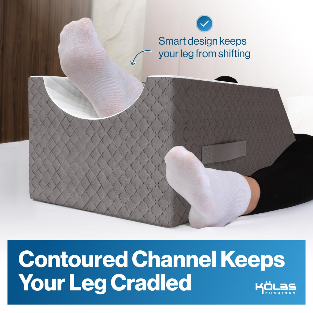 Single Leg Elevation Pillow, Post Surgery Leg Pillow, Stylish Chic Jacquard Cover, Ankle Knee and Leg Support Pillow