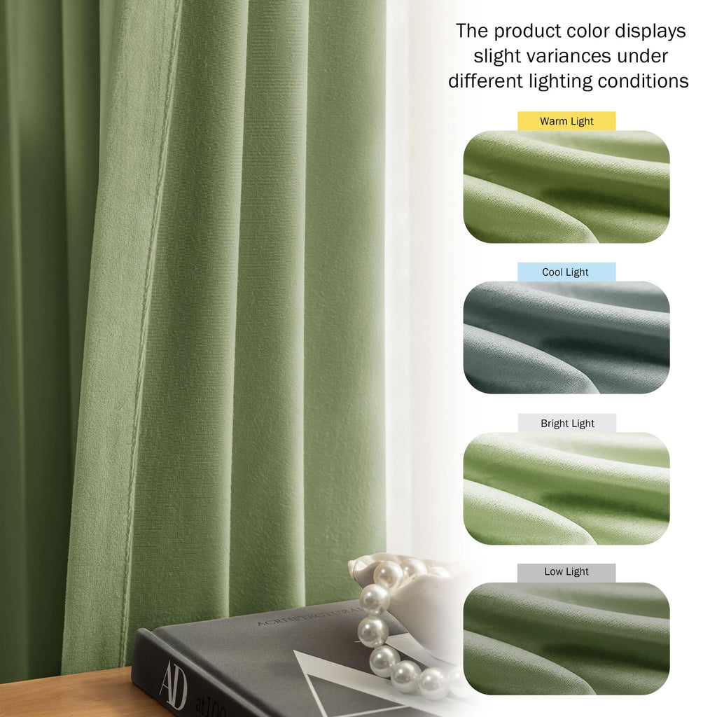 Sage Green Velvet Curtains Living Room 52x72 2 Panels