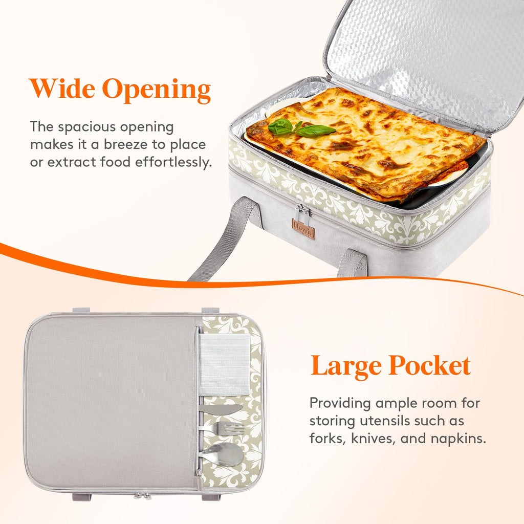 Insulated Double Decker Casserole Carrier for Hot or Cold Food