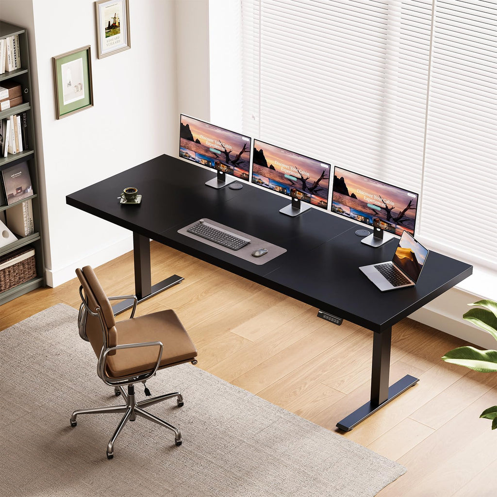 71 Inch Executive Electric Standing Desk Height Adjustable, Black