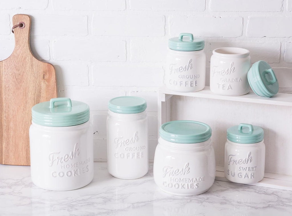 Kitchen Accessories Collection Ceramics, Cookie Jar, Aqua