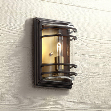 Habitat 11" High Bronze Warm Brass Modern Outdoor Wall Light Fixture