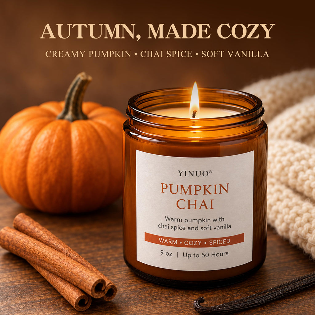 Fall Scented Candles Gift Set - 2 Pack 9oz Pumpkin Chai & Balsam Cedar