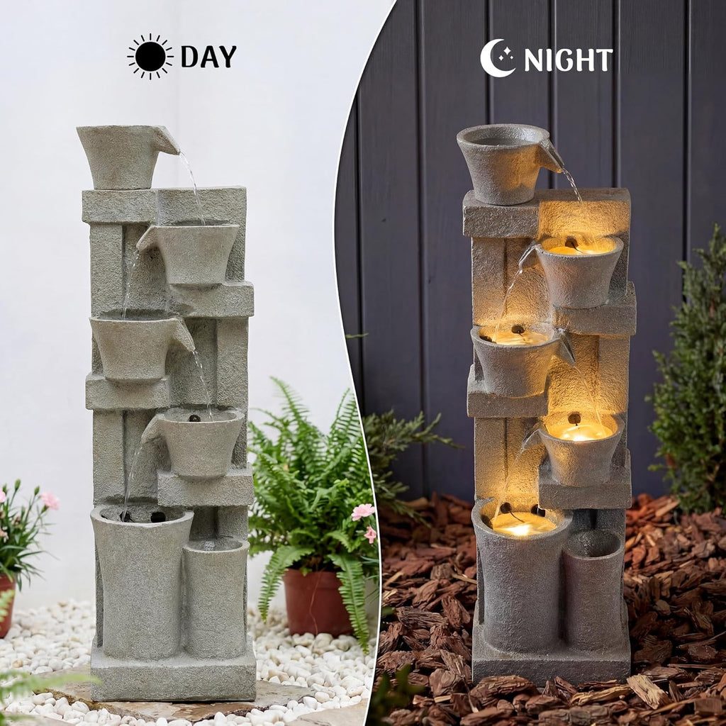 Redlife 49.6" Tall Outdoor Waterfall Fountain
