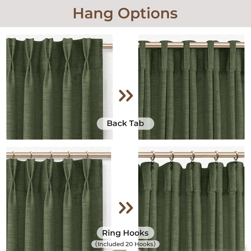 Memory Trained Pinch Pleated Thick Linen Curtains 108 Inches Long