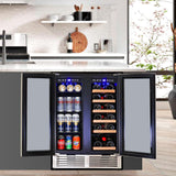 18 Bottle 56 Can Wine Fridge - Wine Cooler with Glass Door, 150 L Beverage Can R