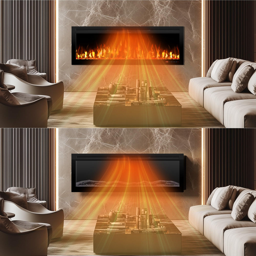 54" Electric Fireplace, Wall Mounted & Insert Electric Fireplace, W/Mixed Color Flame, Adjustable Brightness & Speed