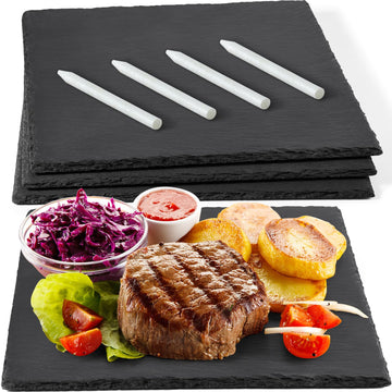 12" x 12" 3 PCS Slate Cheese Board, Charcuterie Boards Natural Stone Plates