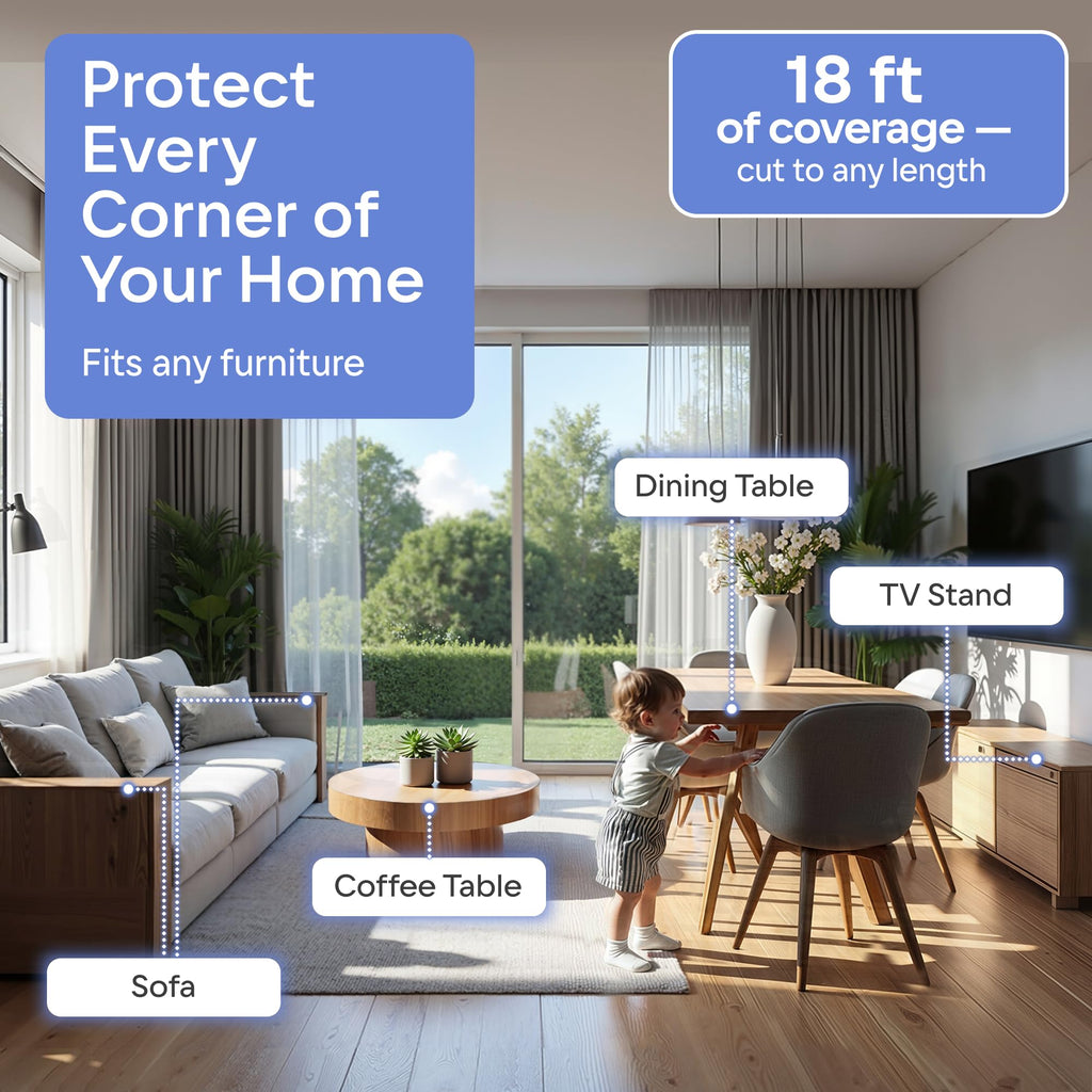 Proofing Edge Guard for Child Safety 18ft,8 Corners, Grey