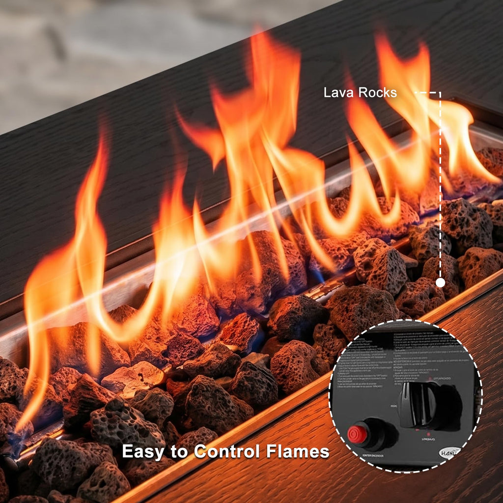 42" Propane Fire Pit Table, 50, 000 BTU Outdoor Gas Fire Table with Lid, 2-in-1 Steel Rectangular Firepits for Outside