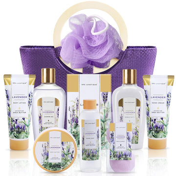 Bath Sets for Women Gifts - 10 Pcs Lavender Spa Kit, Self Care Kit for Her, Birthday, Anniversary, Holiday, Christmas