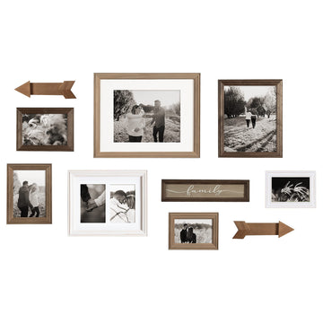 Bordeaux Expressions Wall Decor Collection, Set of 10, Industrial Farmhouse Finishes, Assorted Size Frames and
