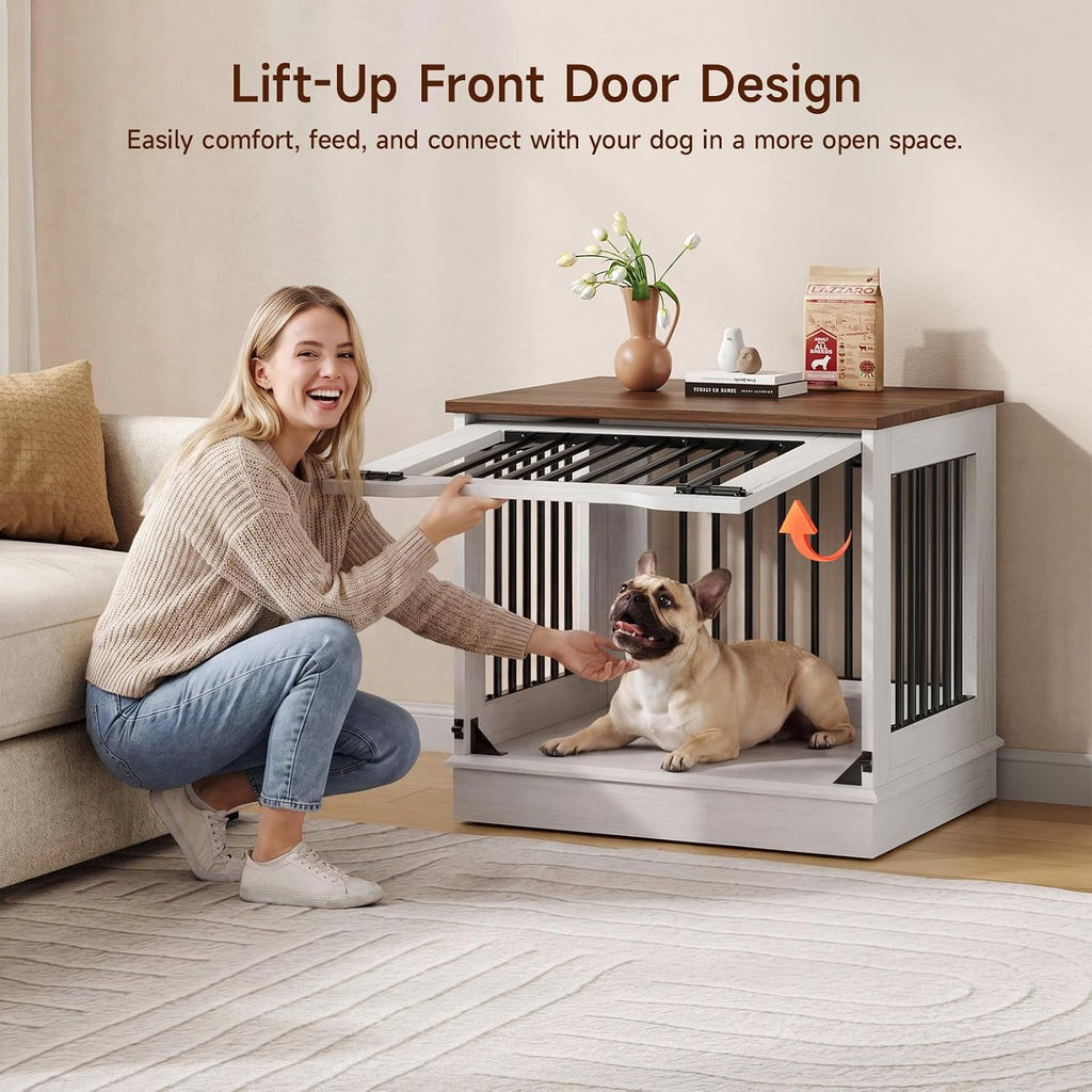 27 Inch Flip-Up Door Dog Crate Furniture for Small Dogs