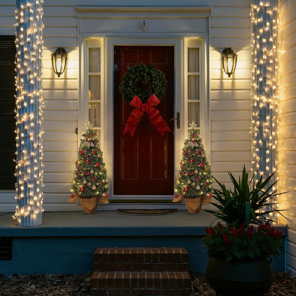3FT Mini Christmas Tree with Battery Operated Lights for Holiday Decor