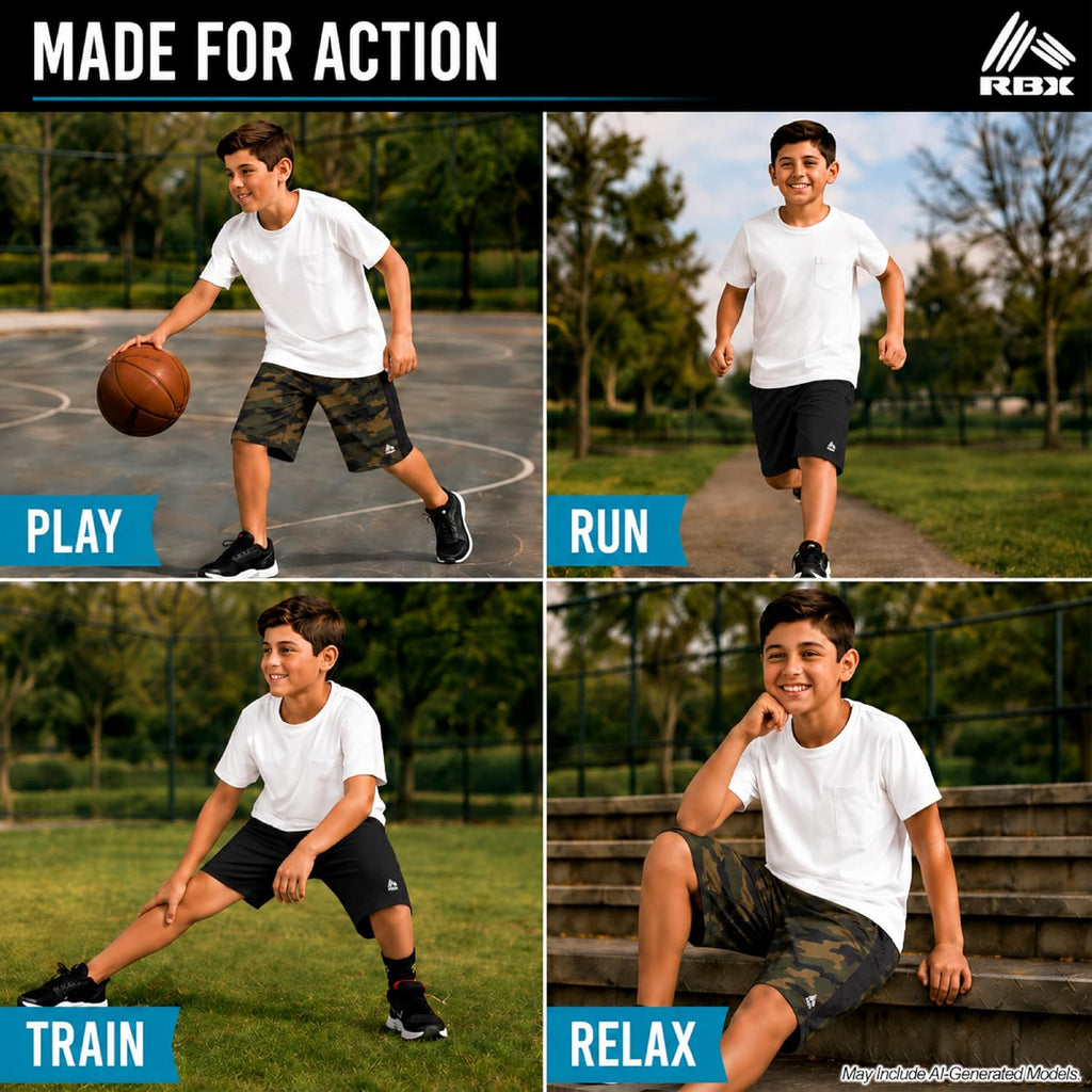 Boys 2 Pack Breathable Mesh Basketball Shorts with Pockets, Kids Gym