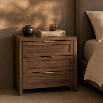 Nightstand, 3 Drawer Bedside Table, Special Walnut