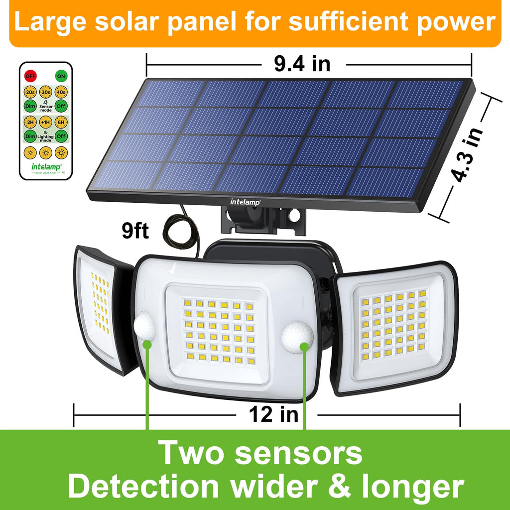 Outdoor Solar Flood Motion Sensor Light 6000mAh 6500K